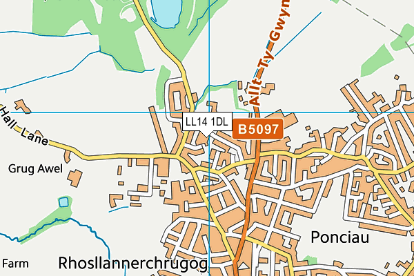 LL14 1DL map - OS VectorMap District (Ordnance Survey)