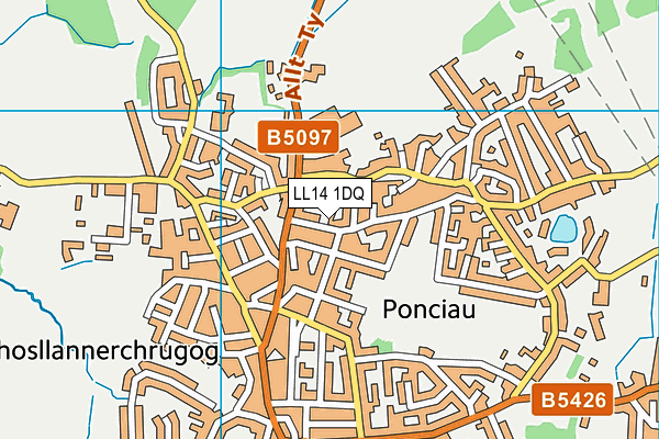 LL14 1DQ map - OS VectorMap District (Ordnance Survey)