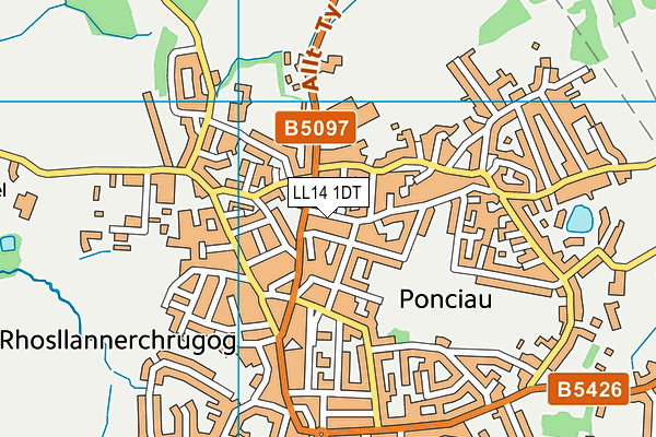 LL14 1DT map - OS VectorMap District (Ordnance Survey)