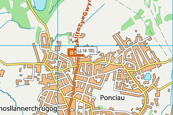 LL14 1EL map - OS VectorMap District (Ordnance Survey)