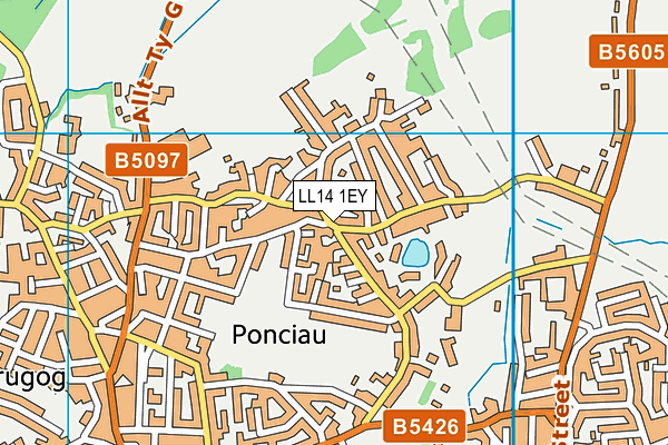 LL14 1EY map - OS VectorMap District (Ordnance Survey)
