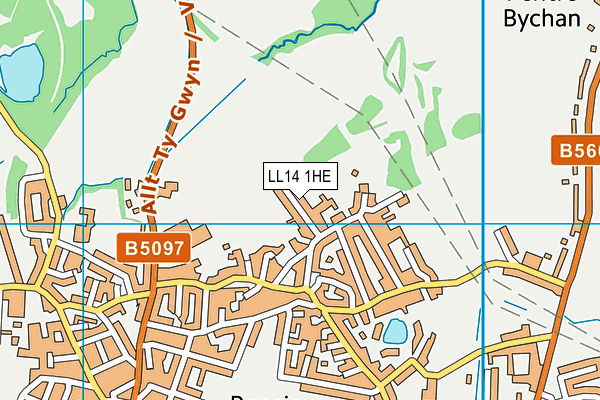 LL14 1HE map - OS VectorMap District (Ordnance Survey)
