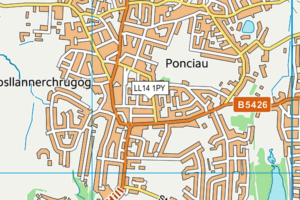 LL14 1PY map - OS VectorMap District (Ordnance Survey)