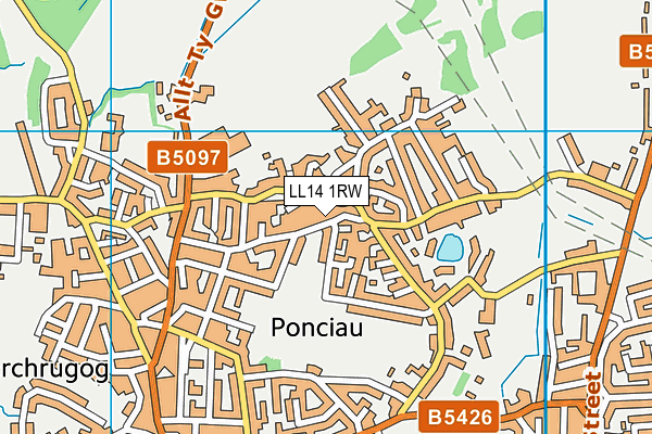 LL14 1RW map - OS VectorMap District (Ordnance Survey)