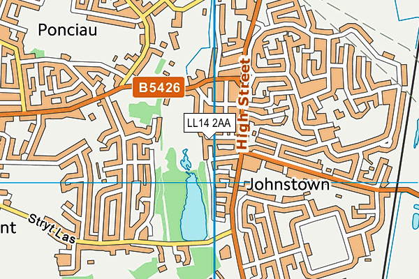 LL14 2AA map - OS VectorMap District (Ordnance Survey)