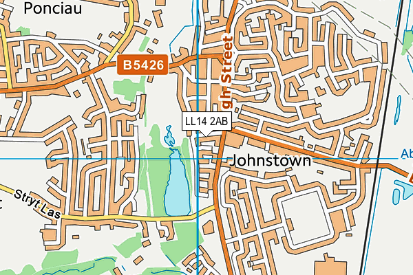 LL14 2AB map - OS VectorMap District (Ordnance Survey)