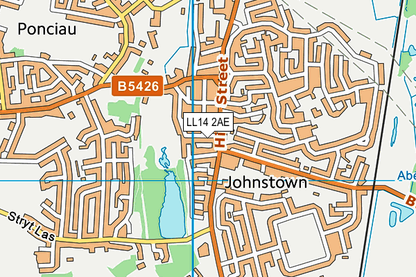 LL14 2AE map - OS VectorMap District (Ordnance Survey)