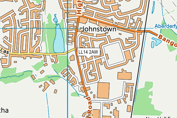 LL14 2AW map - OS VectorMap District (Ordnance Survey)