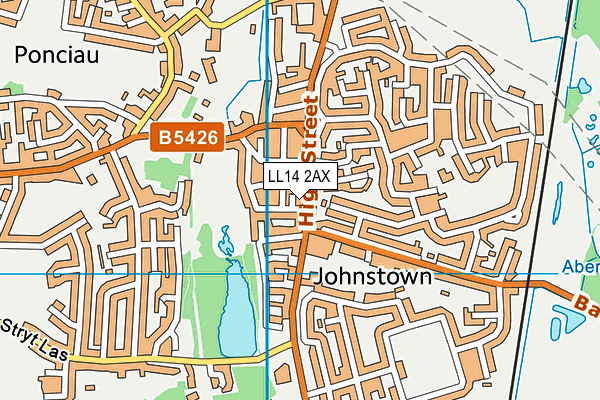 LL14 2AX map - OS VectorMap District (Ordnance Survey)