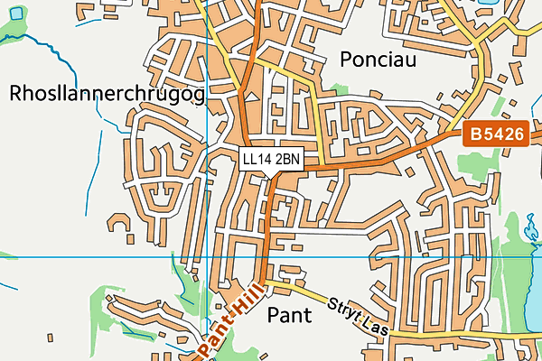 LL14 2BN map - OS VectorMap District (Ordnance Survey)