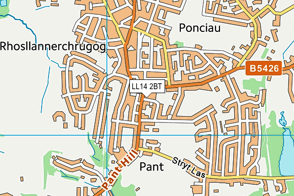 LL14 2BT map - OS VectorMap District (Ordnance Survey)