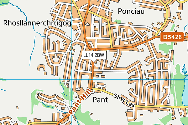 LL14 2BW map - OS VectorMap District (Ordnance Survey)