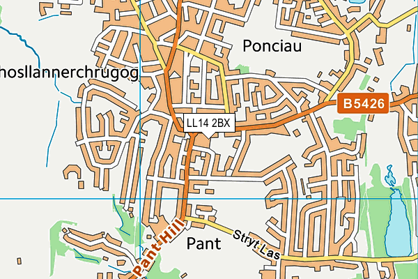 LL14 2BX map - OS VectorMap District (Ordnance Survey)