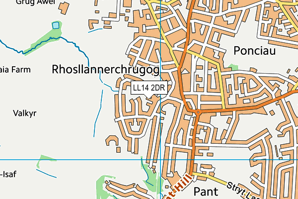 LL14 2DR map - OS VectorMap District (Ordnance Survey)