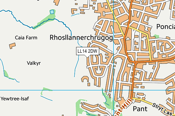 LL14 2DW map - OS VectorMap District (Ordnance Survey)