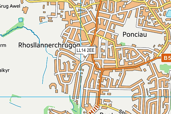LL14 2EE map - OS VectorMap District (Ordnance Survey)