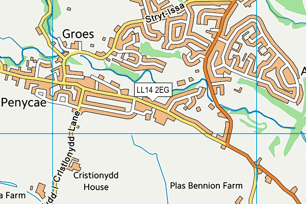 LL14 2EG map - OS VectorMap District (Ordnance Survey)