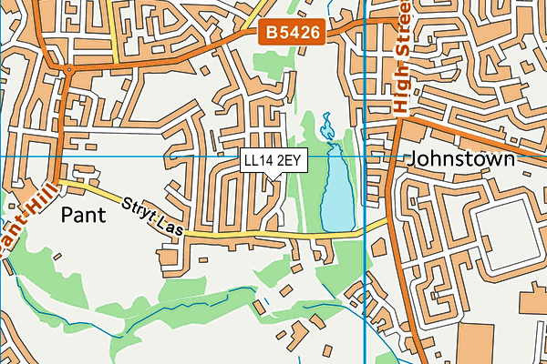 LL14 2EY map - OS VectorMap District (Ordnance Survey)