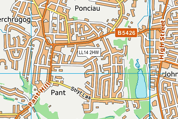 LL14 2HW map - OS VectorMap District (Ordnance Survey)