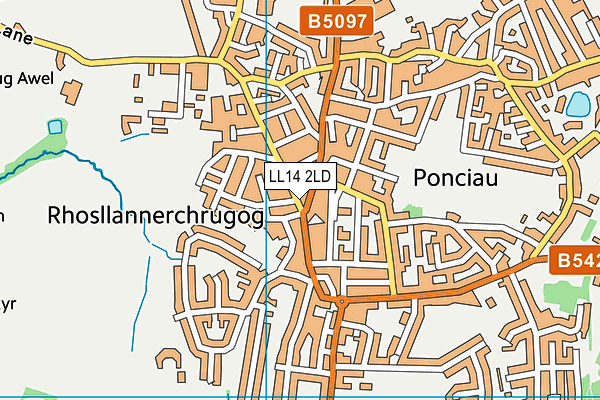 LL14 2LD map - OS VectorMap District (Ordnance Survey)
