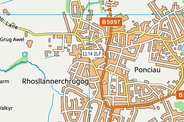 LL14 2LF map - OS VectorMap District (Ordnance Survey)
