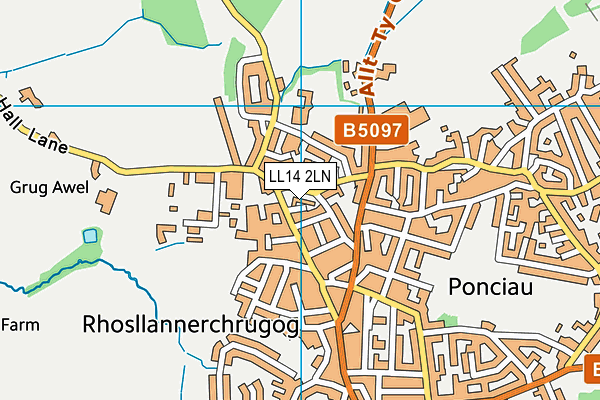 LL14 2LN map - OS VectorMap District (Ordnance Survey)