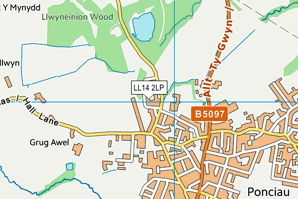 LL14 2LP map - OS VectorMap District (Ordnance Survey)