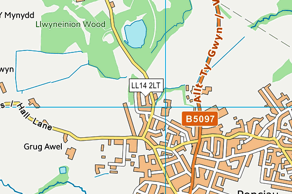 LL14 2LT map - OS VectorMap District (Ordnance Survey)
