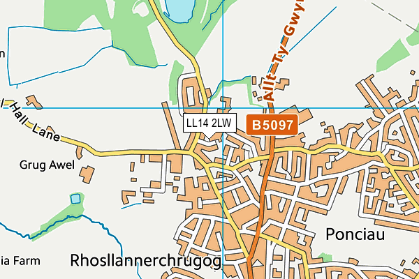 LL14 2LW map - OS VectorMap District (Ordnance Survey)