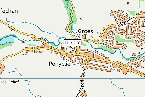 LL14 2LY map - OS VectorMap District (Ordnance Survey)
