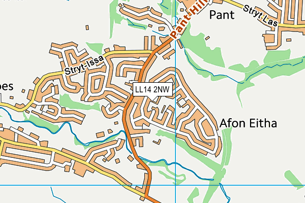 LL14 2NW map - OS VectorMap District (Ordnance Survey)