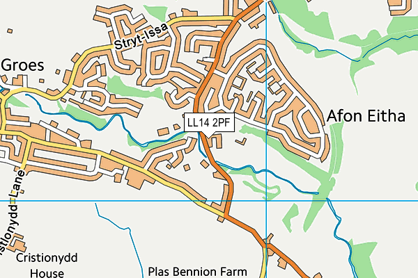 LL14 2PF map - OS VectorMap District (Ordnance Survey)