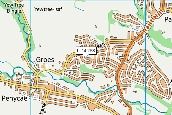 LL14 2PS map - OS VectorMap District (Ordnance Survey)