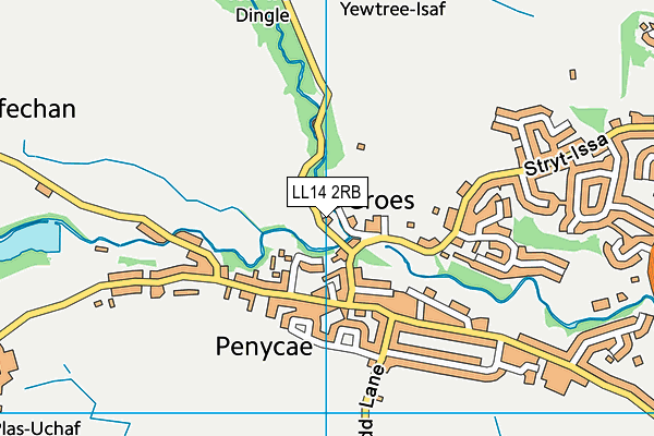 LL14 2RB map - OS VectorMap District (Ordnance Survey)