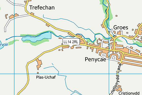 LL14 2RL map - OS VectorMap District (Ordnance Survey)