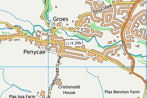 LL14 2RN map - OS VectorMap District (Ordnance Survey)