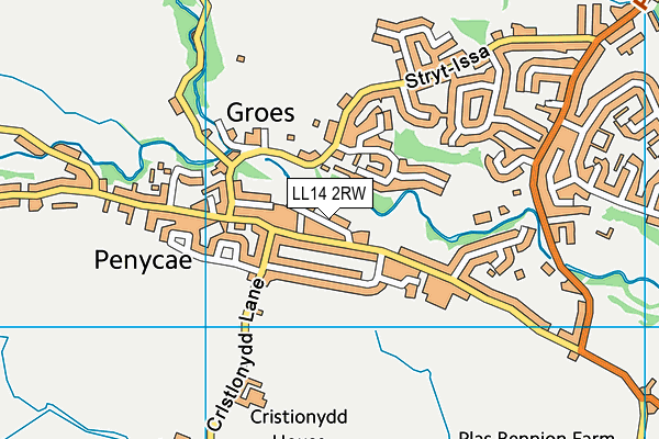 LL14 2RW map - OS VectorMap District (Ordnance Survey)