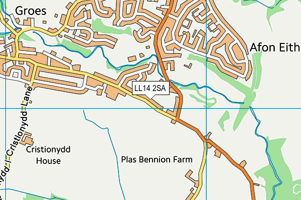 LL14 2SA map - OS VectorMap District (Ordnance Survey)