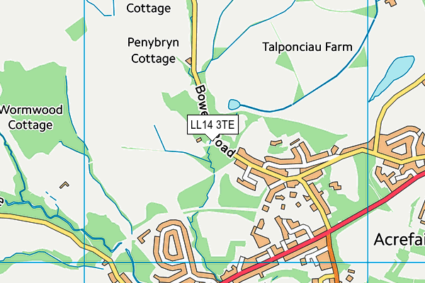 LL14 3TE map - OS VectorMap District (Ordnance Survey)