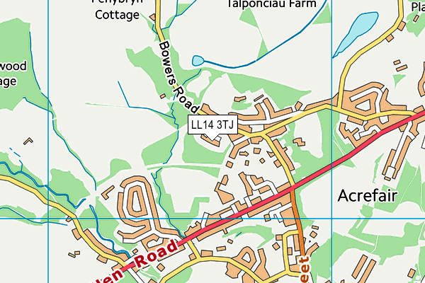 LL14 3TJ map - OS VectorMap District (Ordnance Survey)