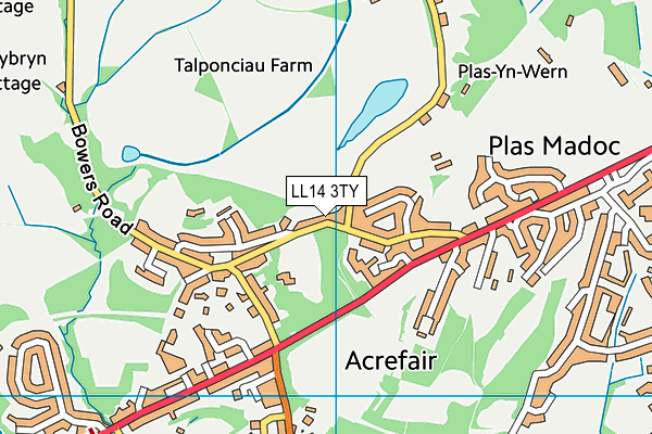 LL14 3TY map - OS VectorMap District (Ordnance Survey)