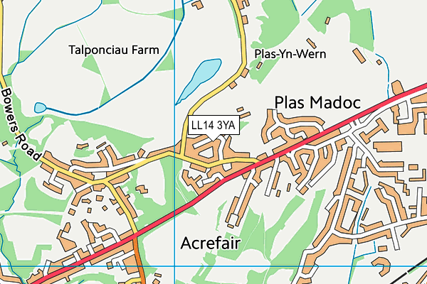 LL14 3YA map - OS VectorMap District (Ordnance Survey)