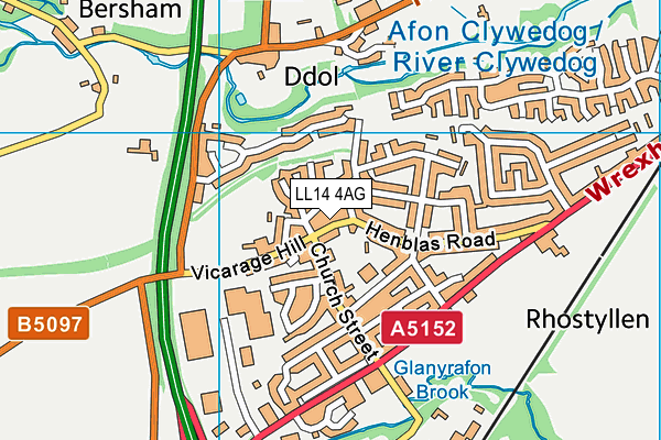 LL14 4AG map - OS VectorMap District (Ordnance Survey)