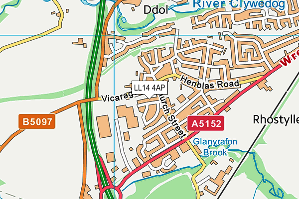LL14 4AP map - OS VectorMap District (Ordnance Survey)