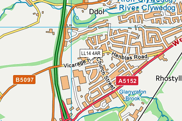 LL14 4AR map - OS VectorMap District (Ordnance Survey)