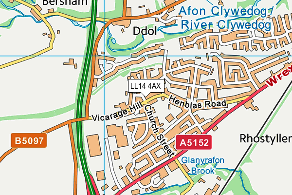 LL14 4AX map - OS VectorMap District (Ordnance Survey)