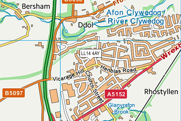 LL14 4AY map - OS VectorMap District (Ordnance Survey)