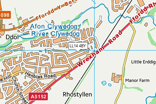 LL14 4BY map - OS VectorMap District (Ordnance Survey)