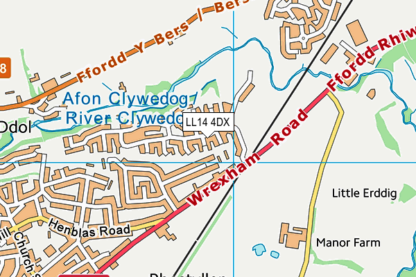 LL14 4DX map - OS VectorMap District (Ordnance Survey)