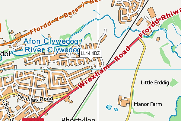 LL14 4DZ map - OS VectorMap District (Ordnance Survey)